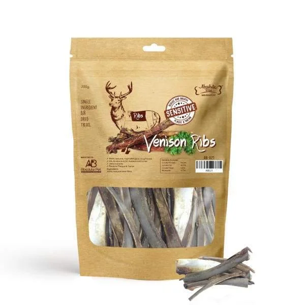 - Dog food improves immunity[35% OFF] Absolute Bites Air Dried Venison Ribs Dog Treats 200g
