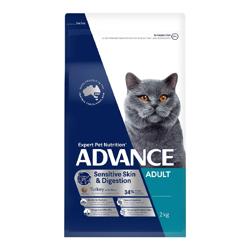 - Cat food nutritional analysis Advance Sensitive Skin & Digestion Turkey & Rice Adult Dry Cat Food 2kg - Cat food nutritional analysis Advance Sensitive Skin & Digestion Turkey & Rice Adult Dry Cat Food 2kg