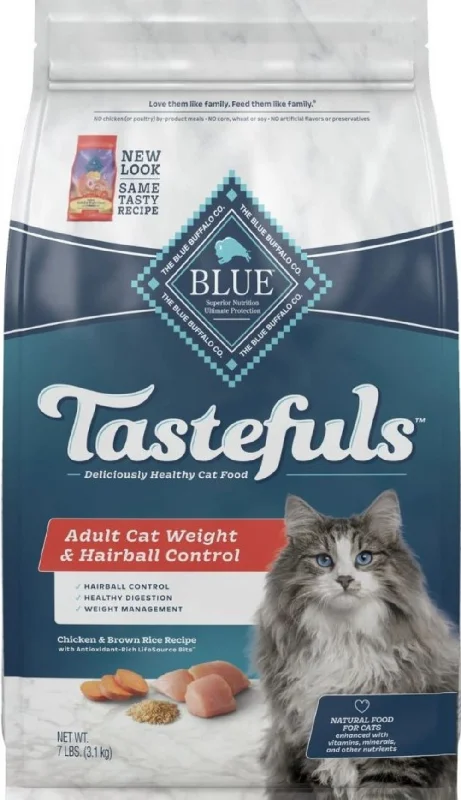 - How is Bricky cat food? Blue Buffalo Tastefuls Adult Cat Weight & Hairball Control Chicken & Brown Rice Recipe Dry Food - How is Bricky cat food? Blue Buffalo Tastefuls Adult Cat Weight & Hairball Control Chicken & Brown Rice Recipe Dry Food