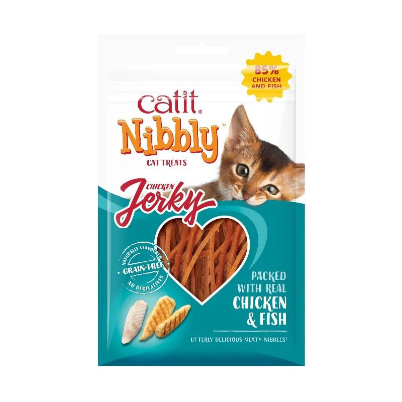    - Indoor cat food  Catit Nibbly Jerky - Chicken and Fish